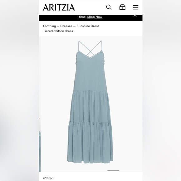 Aritzia Wilfred Sunshine Midi Dress Slab Blue Size Small New With Tags! - Picture 2 of 11